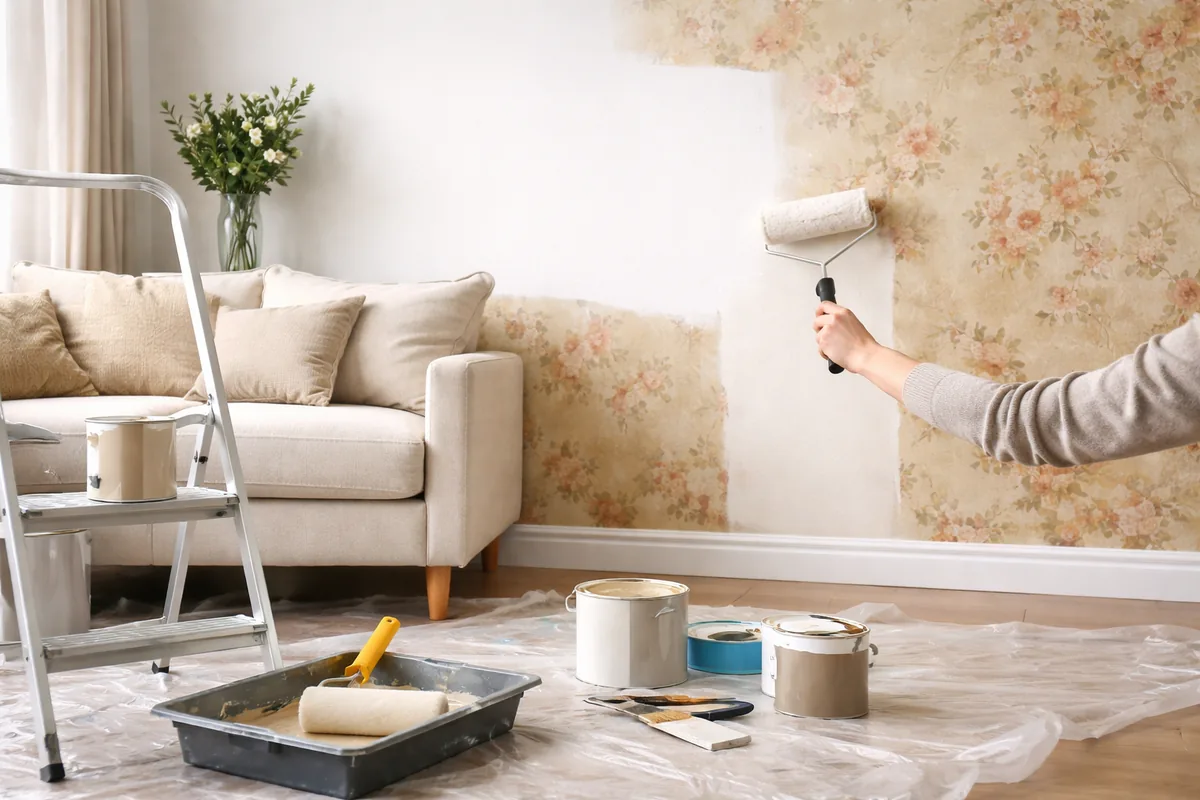 Can I paint over old wallpaper in my living room