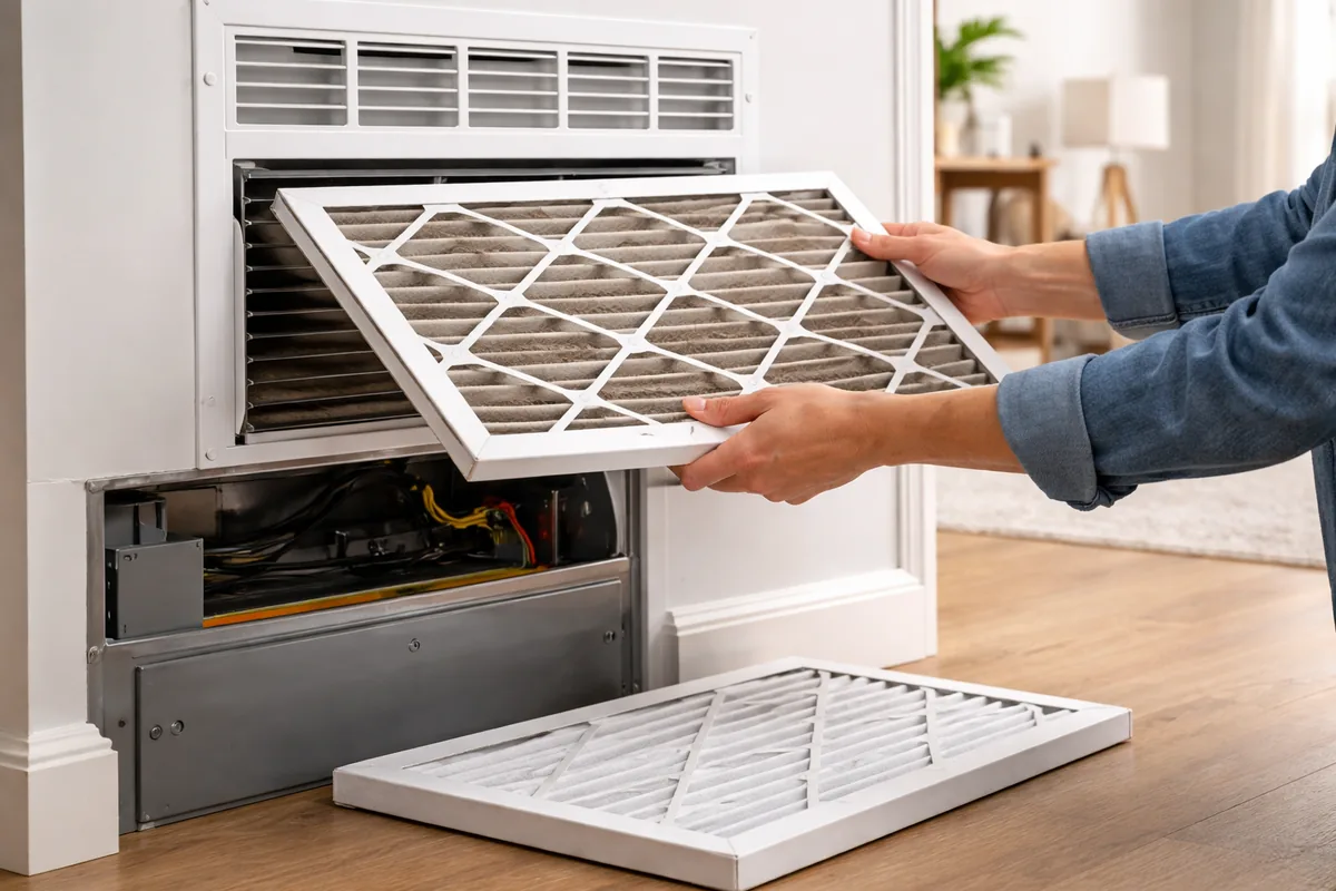 When should I change the air filter in my HVAC system